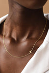 Gold Dainty Sideways Initial Necklace