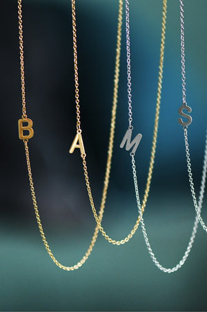 Silver Dainty Sideways Initial Necklace