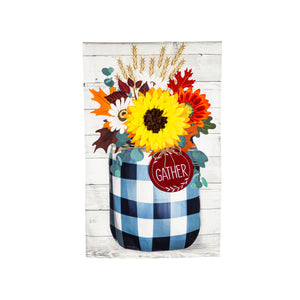 Fall Check Mason Jar House Linen Flag