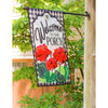 Welcome to Our Porch Geraniums House Linen Flag