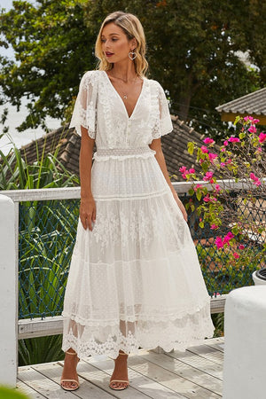 Luminous Dawn White Lace Maxi Dress