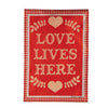 Love Lives Here Gingham Garden Burlap Flag