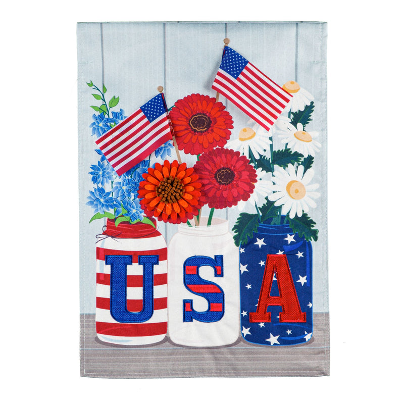 USA Mason Jars Garden Linen Flag