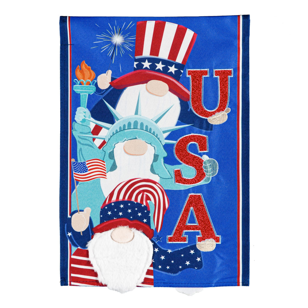 USA Gnomes Garden Linen Flag