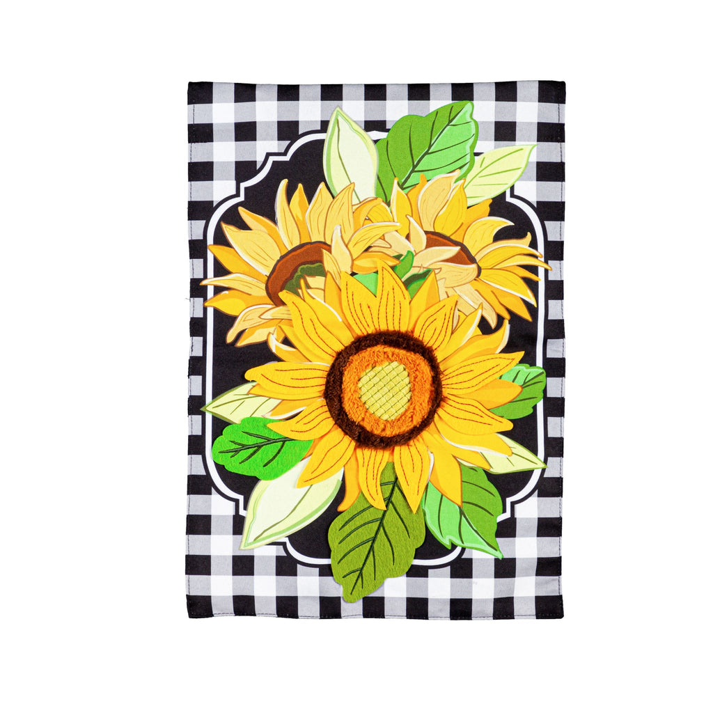 Sunflowers and Checks Garden Linen Flag