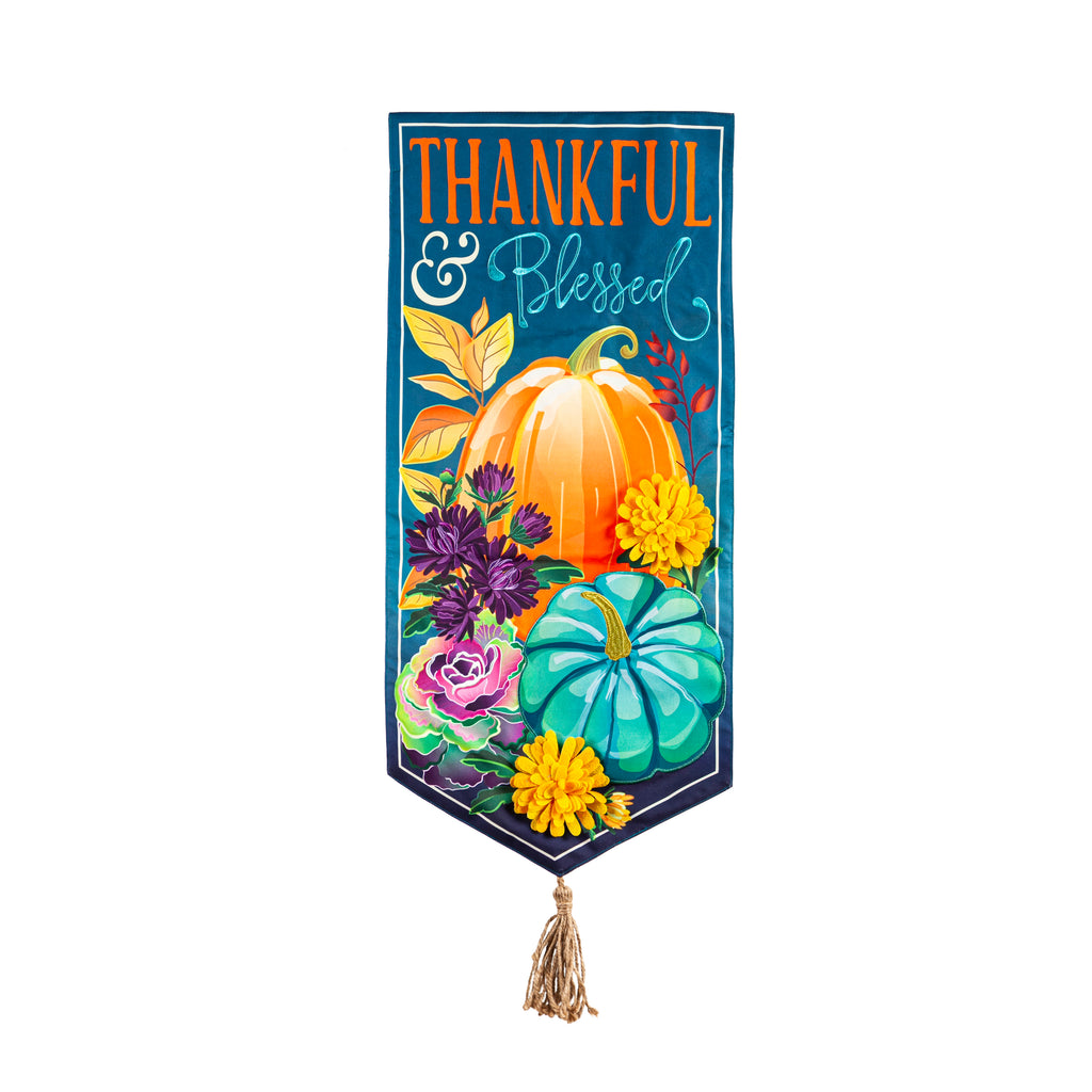 Thankful and Blessed Everlasting Impressions Textile Flag