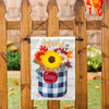Fall Check Mason Jar Garden Linen Flag