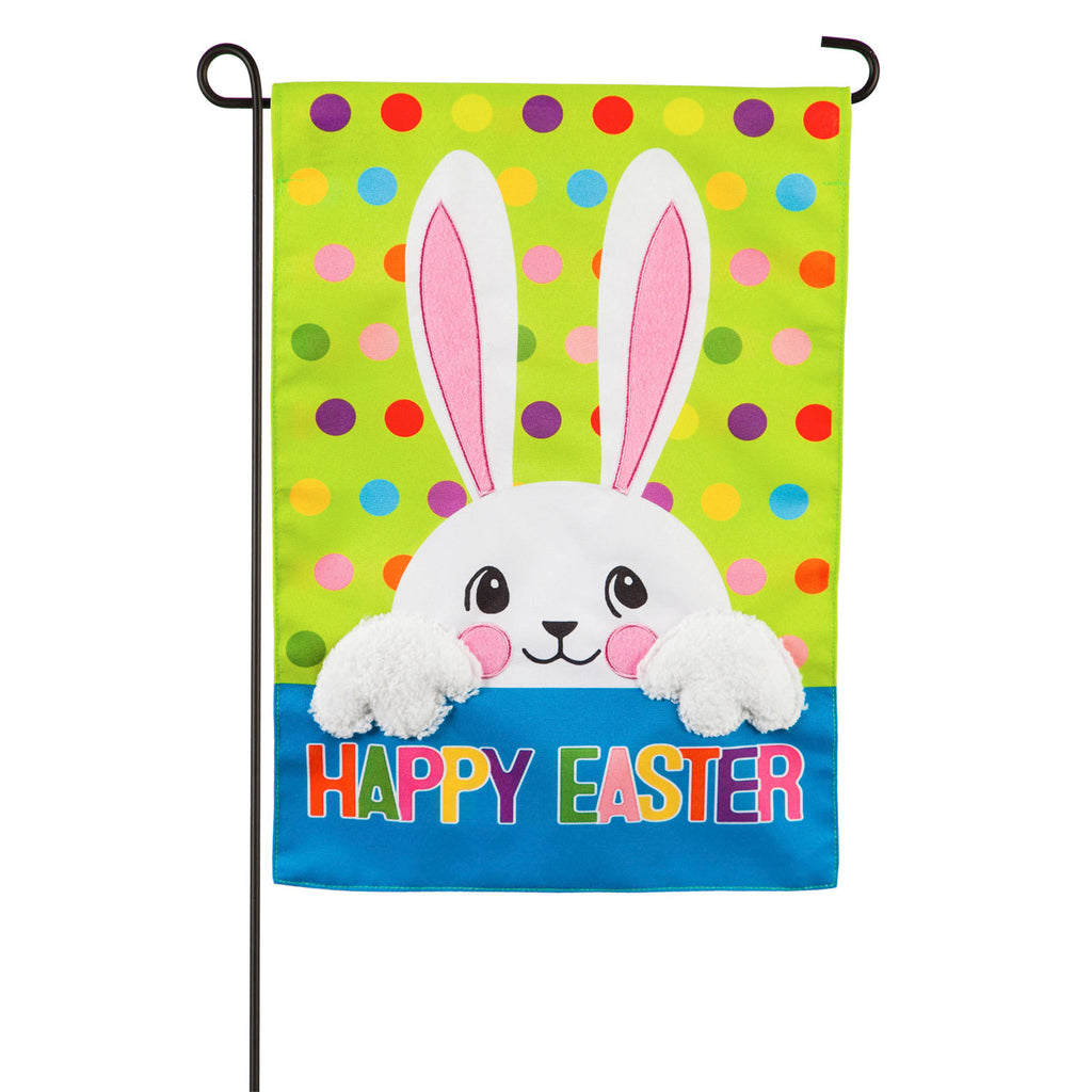Polka Dot Easter Bunny Garden Linen Flag