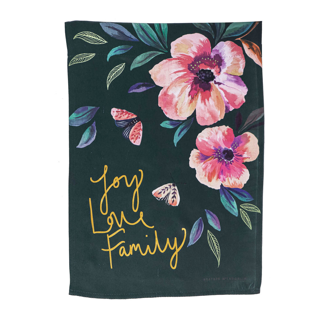 Joy Love Family Garden Suede Flag