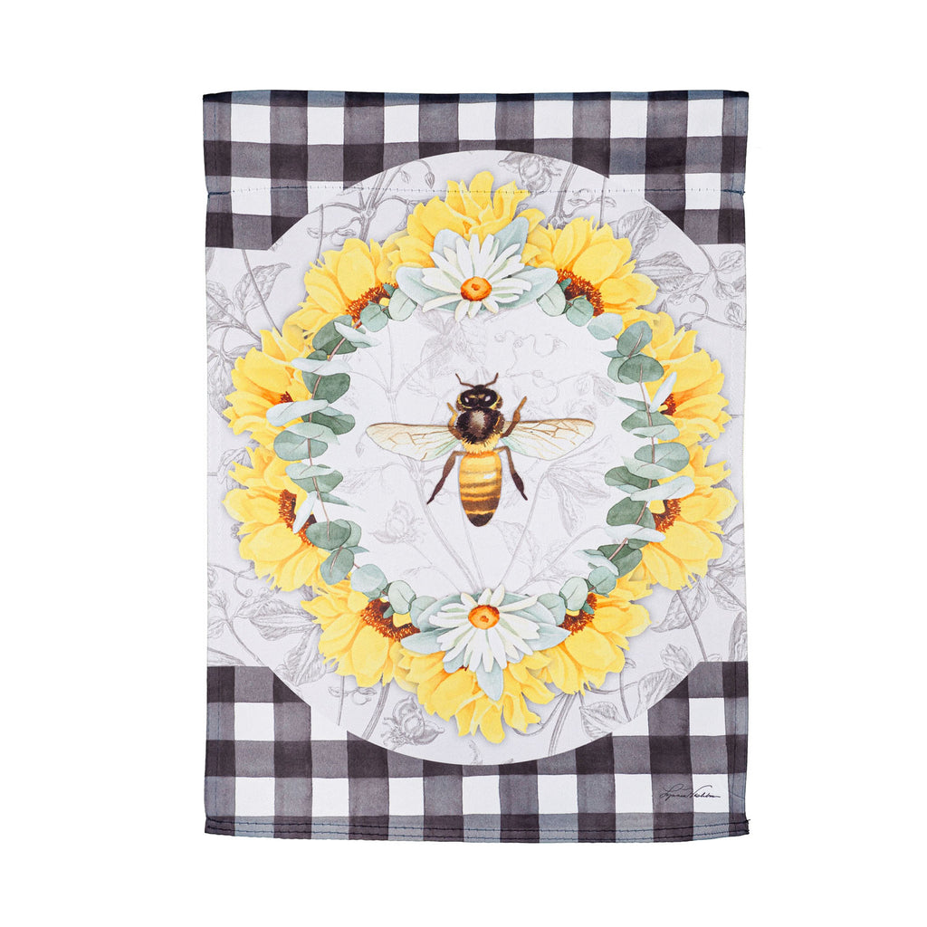 Honey Bee and Flowers Garden Suede Flag