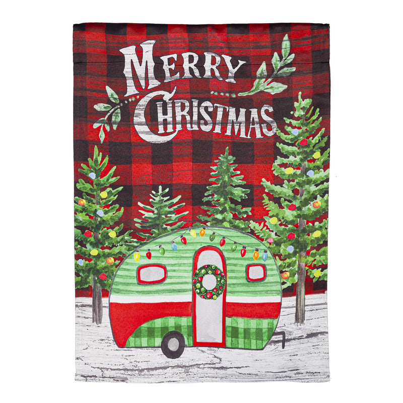 Christmas Camper Garden Suede Flag