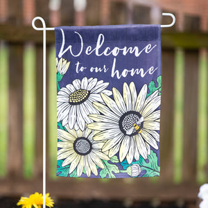 Home Daisies Garden Suede Flag