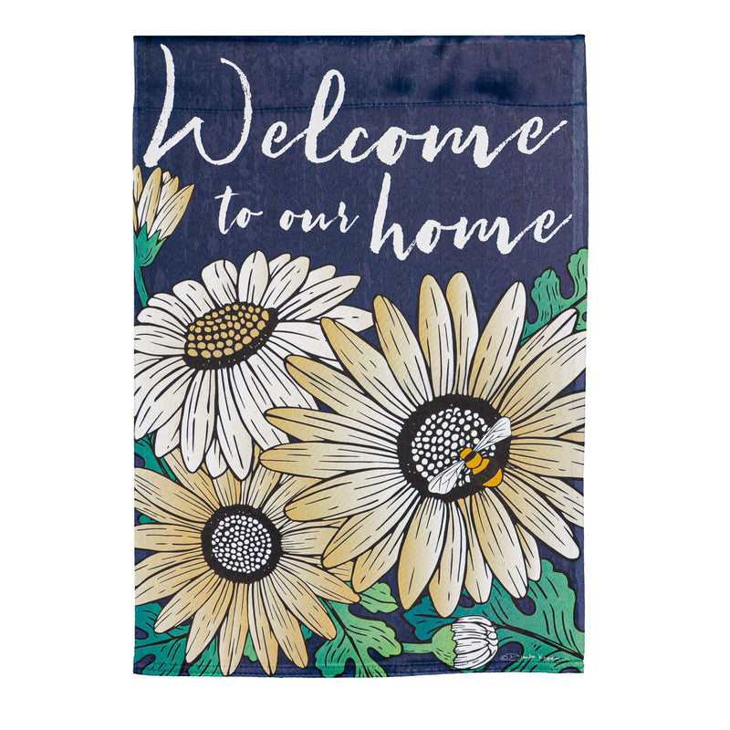 Home Daisies Garden Suede Flag