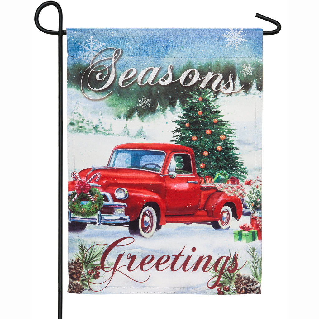 Christmas Farm Pickup Garden Suede Flag