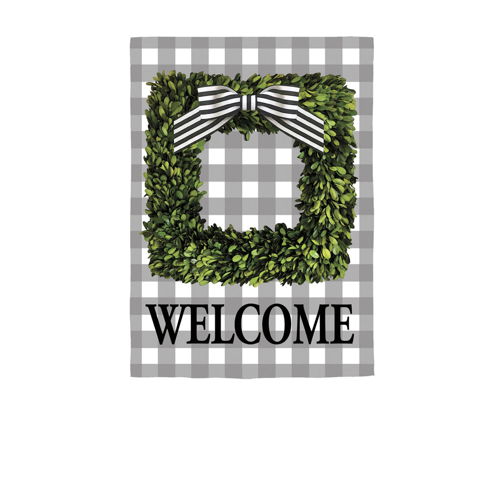 Boxwood Plaid Garden Suede Flag
