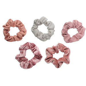 Kitsch Blush/Mauve 5pc Velvet Scrunchie Set