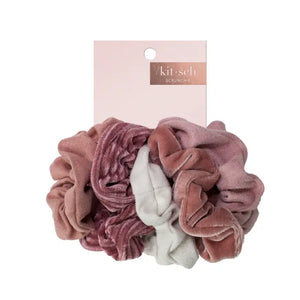 Kitsch Blush/Mauve 5pc Velvet Scrunchie Set