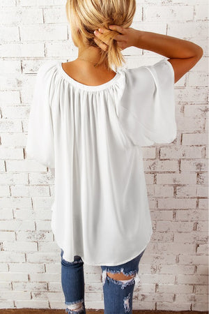 Relaxed Sophistication White Pleated Top