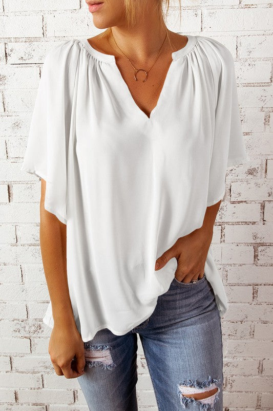 Relaxed Sophistication White Pleated Top