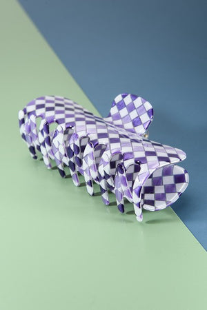 Oversized Checkered Hair Claw Clip