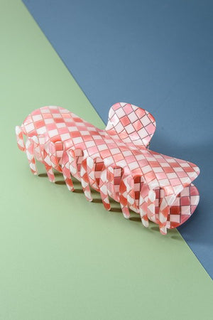 Oversized Checkered Hair Claw Clip