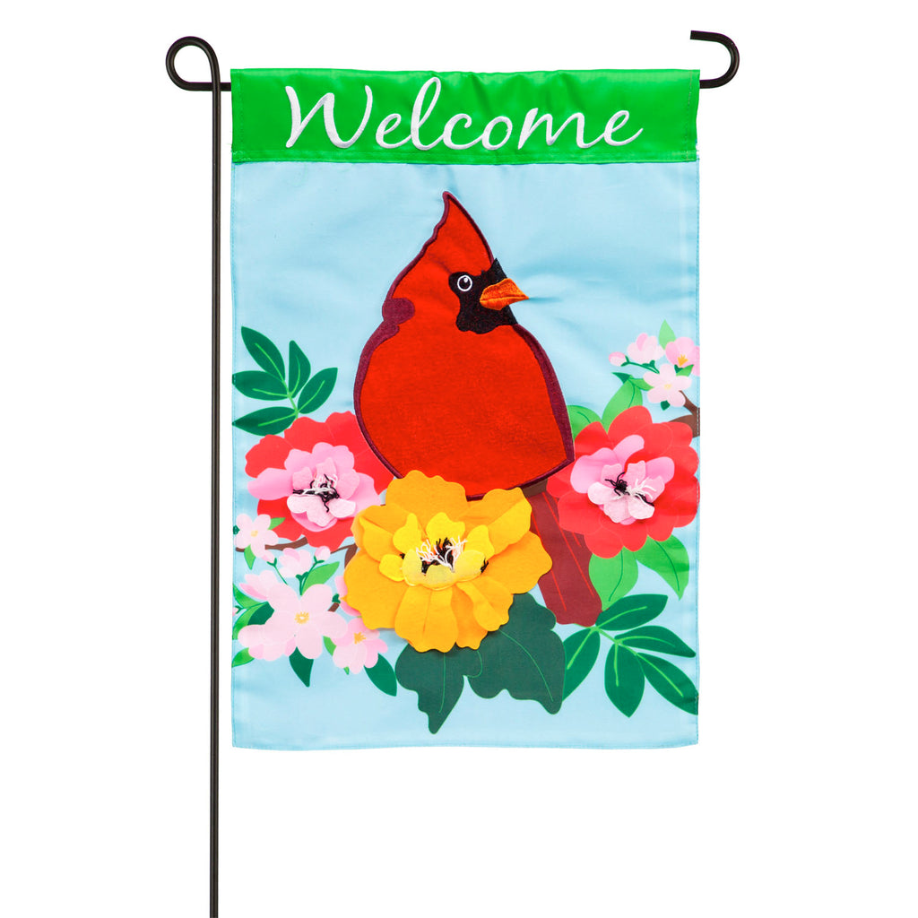 Spring Cardinal Garden Applique Flag