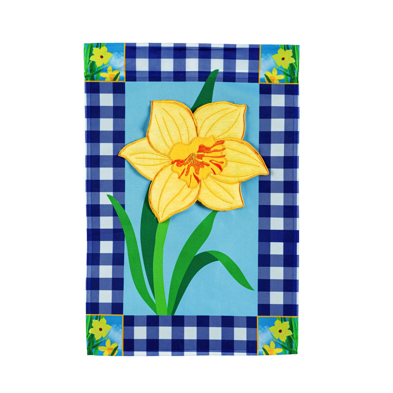 Buffalo Check Daffodils Garden Applique Flag