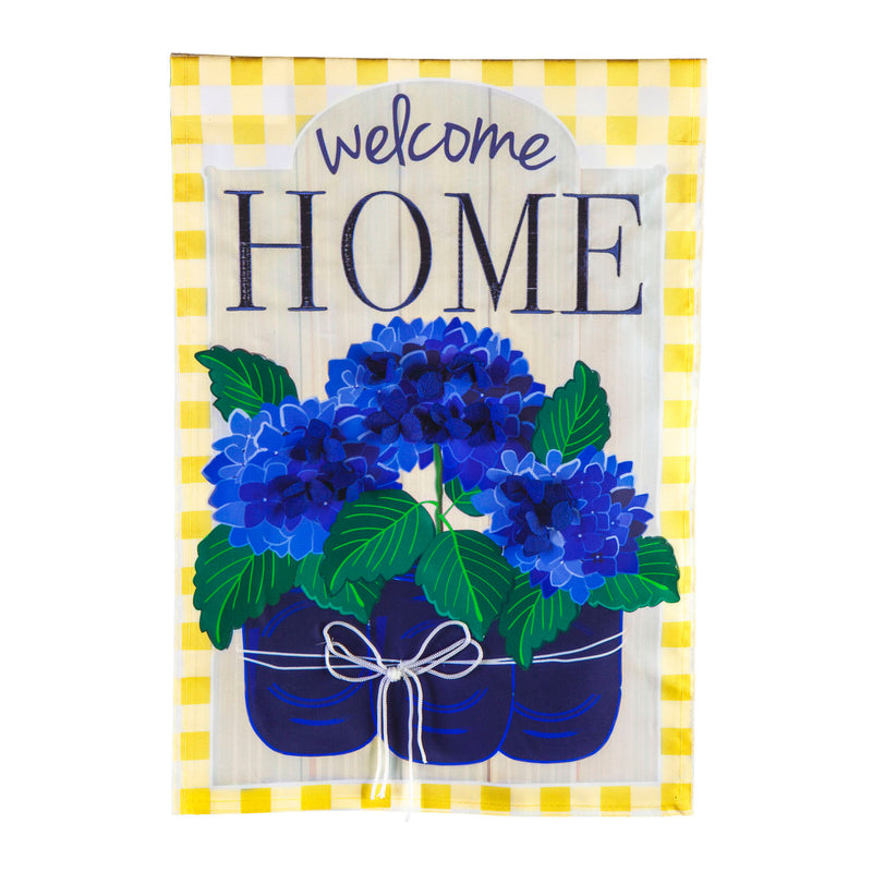 Welcome Home Hydrangeas Garden Applique Flag