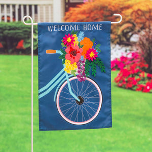 Bicycle with Basket Garden Applique Flag