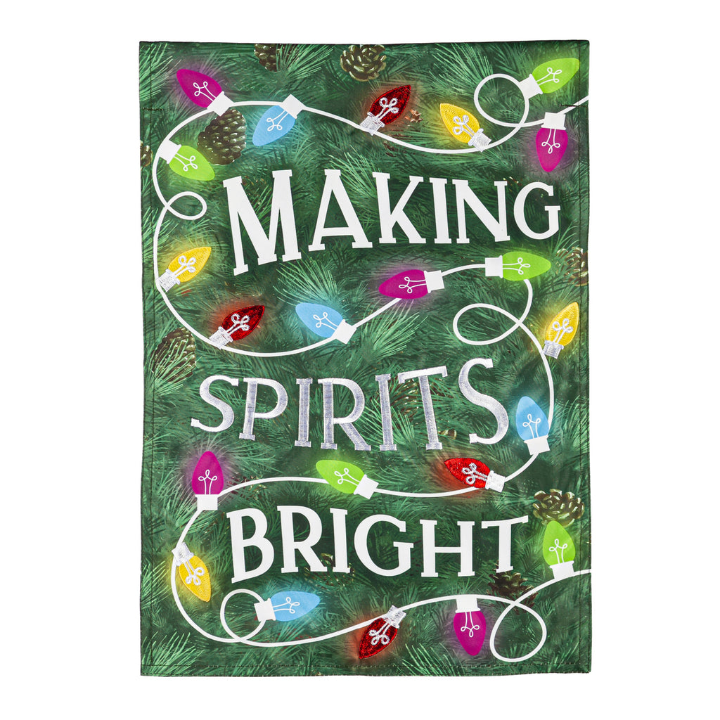 Making Spirits Bright Garden Applique Flag
