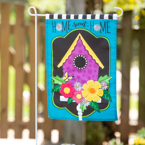 Daisy Birdhouse Garden Applique Flag