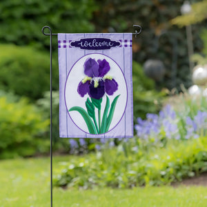 Spring Iris Welcome Garden Applique Flag