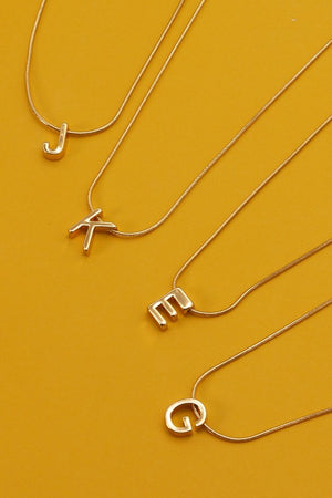 Delicate Snake Chain Initial Pendant Necklace