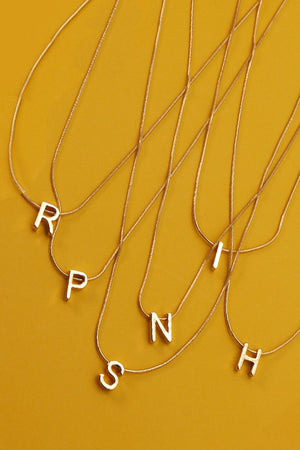 Delicate Snake Chain Initial Pendant Necklace