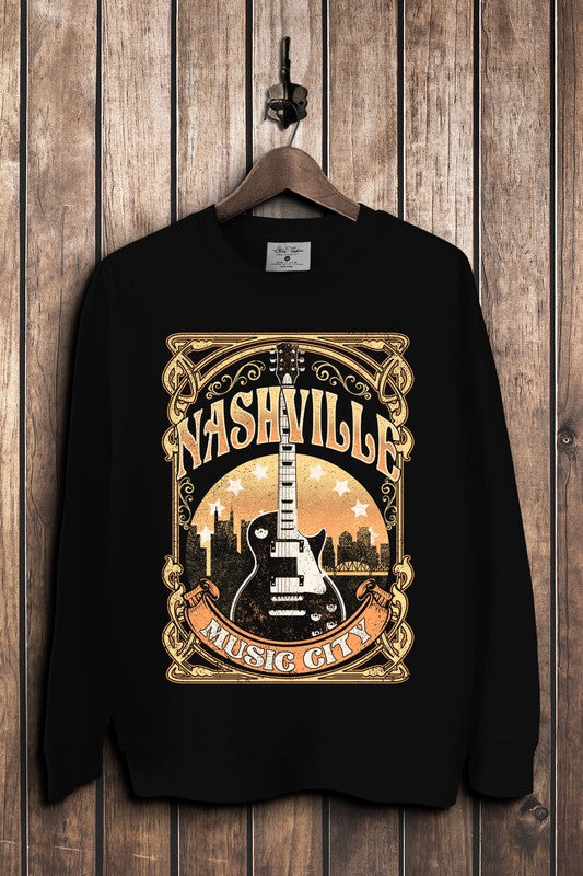Nashville Music City Black Pullover