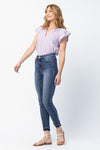Judy Blue Hi Rise Skinny Jeans with Released Hem & Side Slit