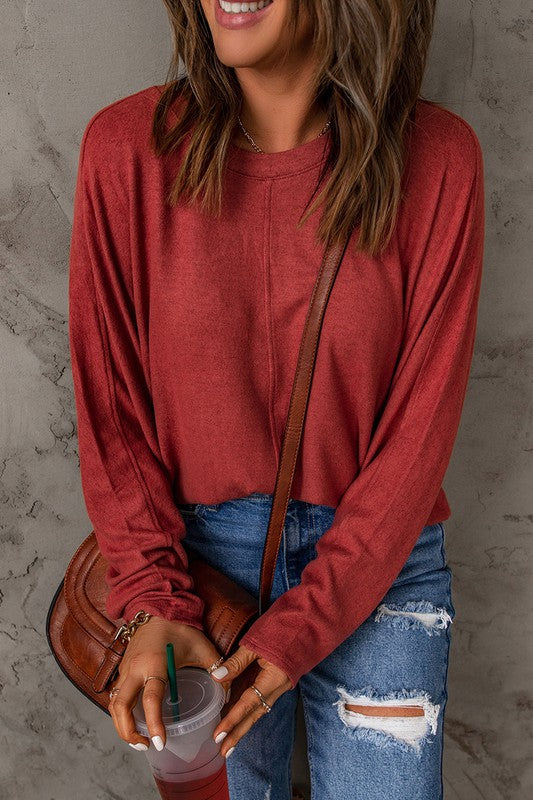Simple Moments Red Crew Neck Top