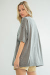 Take Me Home Ash Distressed Top