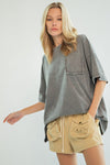 Take Me Home Ash Distressed Top