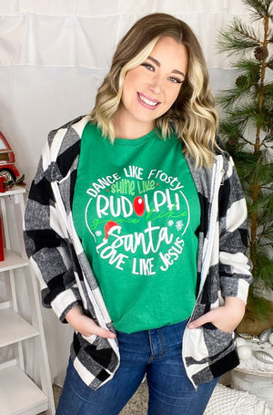 Give Like Santa, Love Like Jesus Christmas Tee