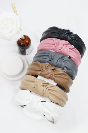 Monica Faux Leather Top Knot Headband