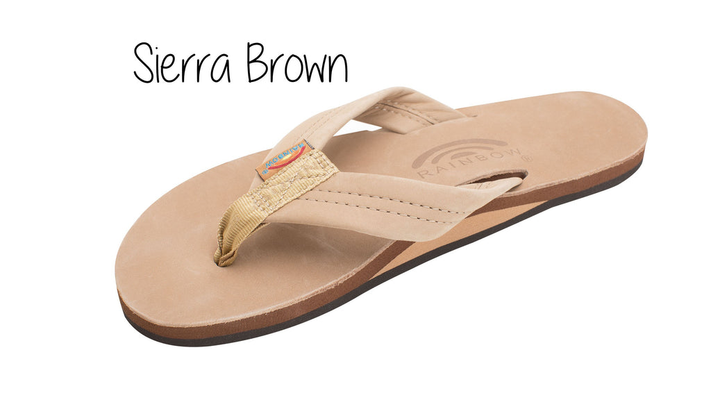 Premium Leather Ladies' Wide Strap Single Layer Rainbow Sandals - Sierra Brown
