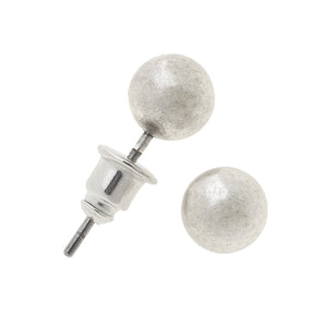Aria Sphere Stud Earrings - Worn Silver