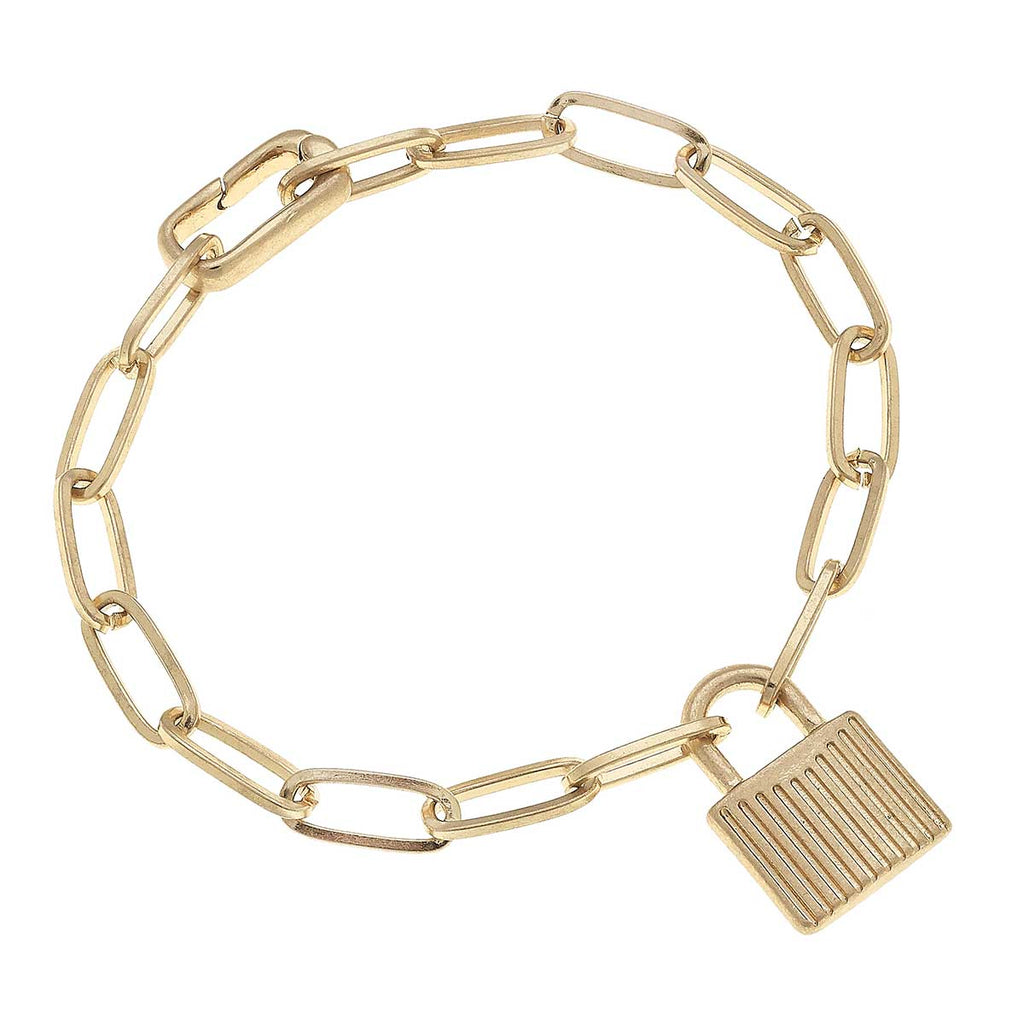 Stella Padlock Paperclip Chain Bracelet