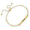 Paperclip Chain ID Plate Bolo Bracelet in Worn Gold