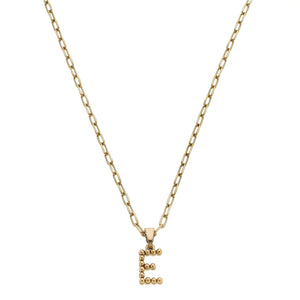 Layla Ball Bead Initial Necklace in Worn Gold
