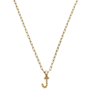 Layla Ball Bead Initial Necklace in Worn Gold