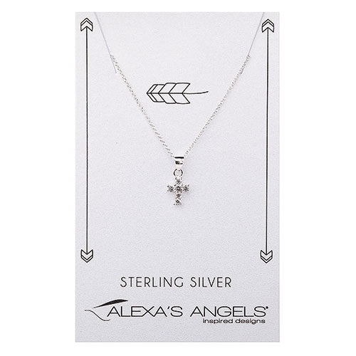 Sterling Silver CZ Tiny Cross Necklace