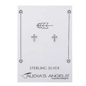 Sterling Silver Tiny Cross Earrings