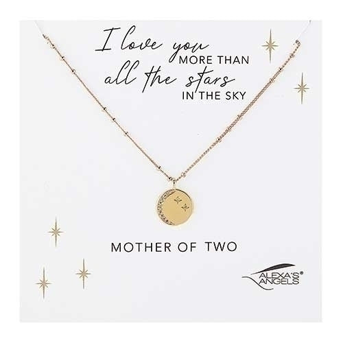 Mother of Two Moon and Stars Necklace